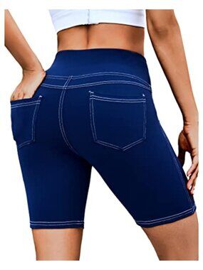 High Waisted Yoga Biker Shorts with Pockets Squat-Proof Compression